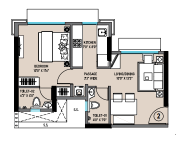 VKG Beverly Hills Project Andheri east 1BHK Plan
